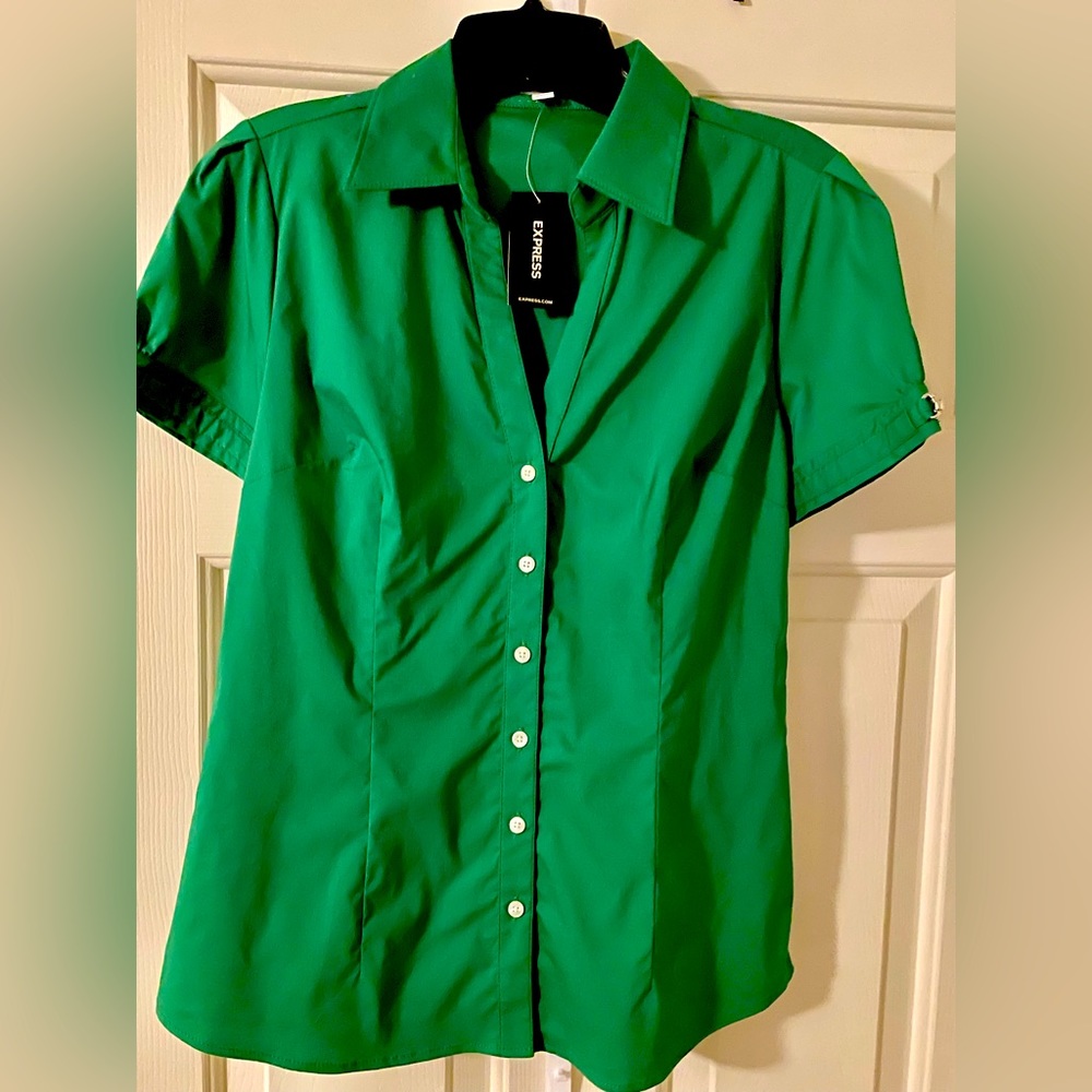 Express Green SS Blouse sz Med NWT